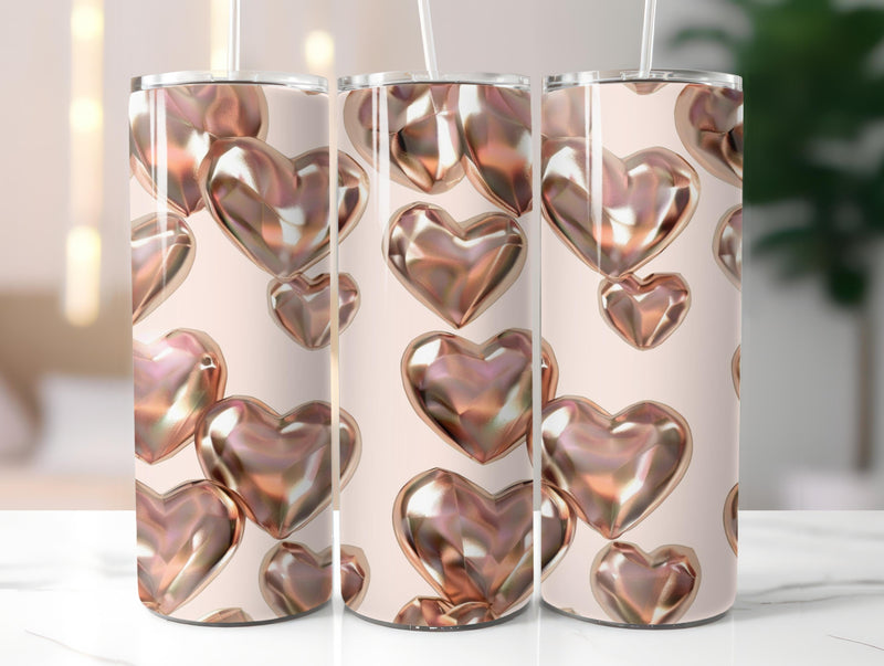 Metallic Rose Gold Hearts Tumbler Wrap - CraftNest - Digital Crafting and Art