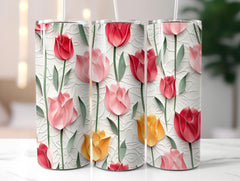 Paper Style Tulips Tumbler Wrap - CraftNest - Digital Crafting and Art