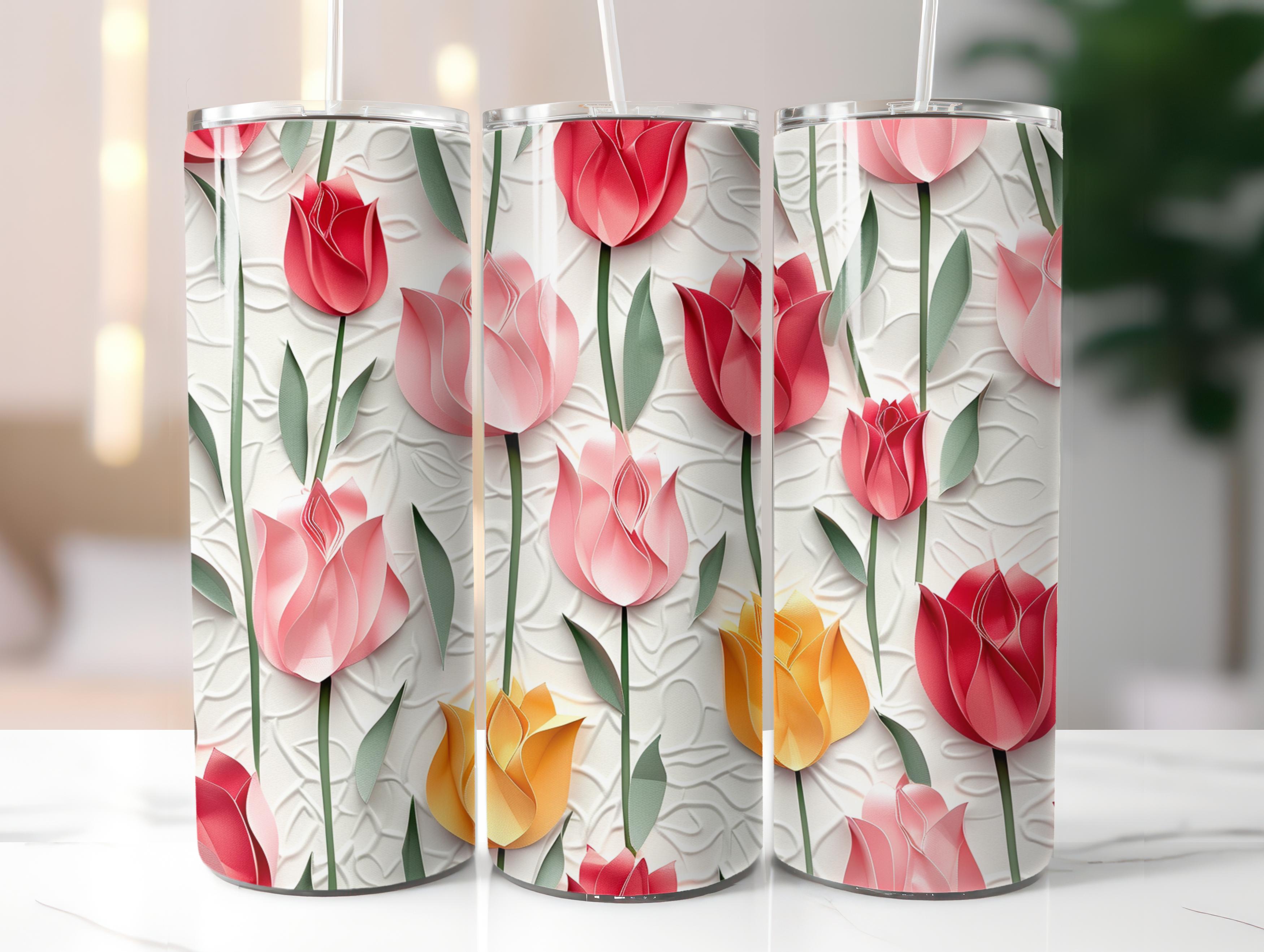 Paper Style Tulips Tumbler Wrap - CraftNest - Digital Crafting and Art