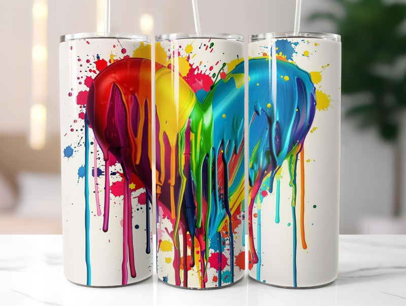 Dripping Rainbow Heart Tumbler Wrap - CraftNest - Digital Crafting and Art