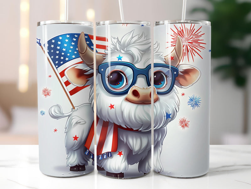 Patriotic Cute Cow Tumbler Wrap - CraftNest - Digital Crafting and Art