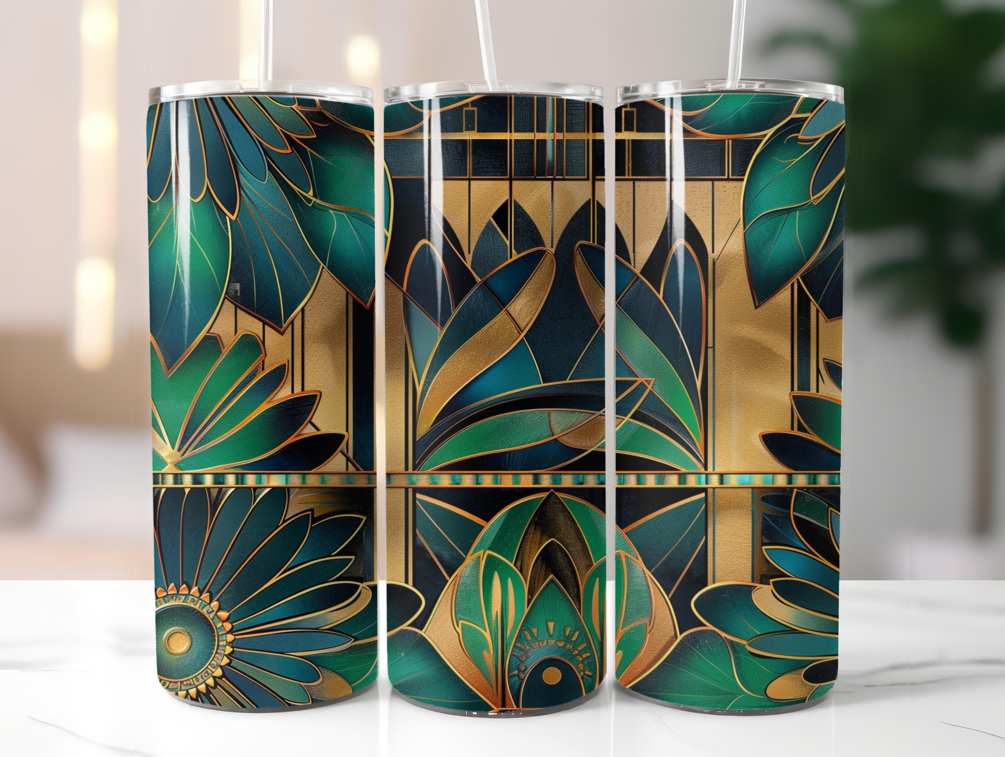 Art Deco Floral Tumbler Wrap - CraftNest - Digital Crafting and Art