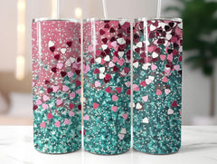 Neon Pink and Turquoise Glitter Tumbler - CraftNest - Digital Crafting and Art