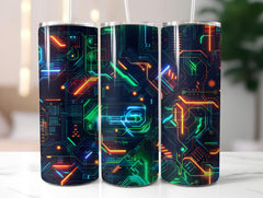 Neon Tech Circuit Tumbler Wrap - CraftNest - Digital Crafting and Art