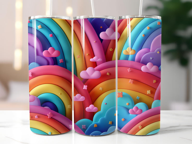 3D Cartoon Rainbow Tumbler Wrap - CraftNest - Digital Crafting and Art