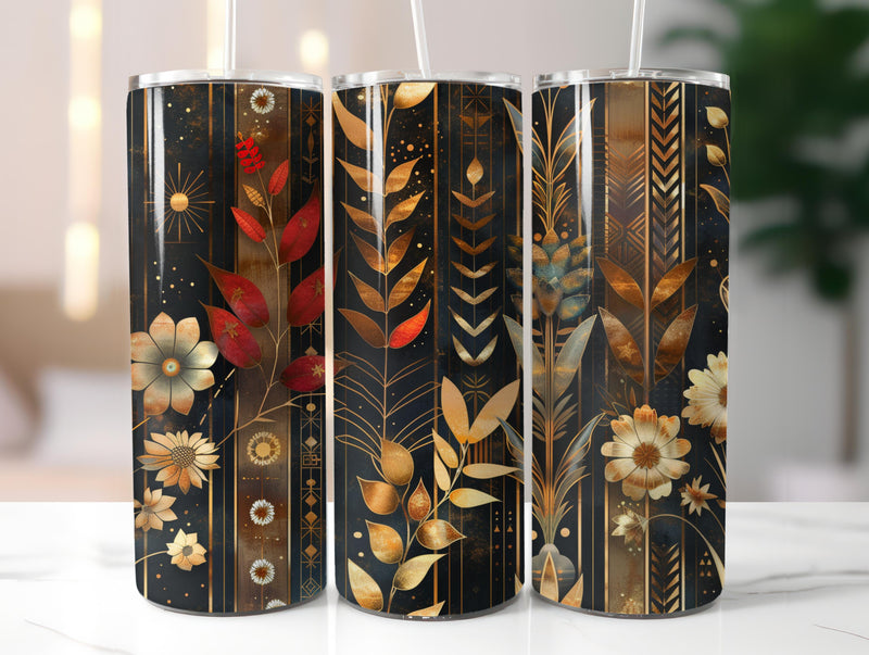 Golden Art Deco Floral Tumbler Wrap - CraftNest - Digital Crafting and Art