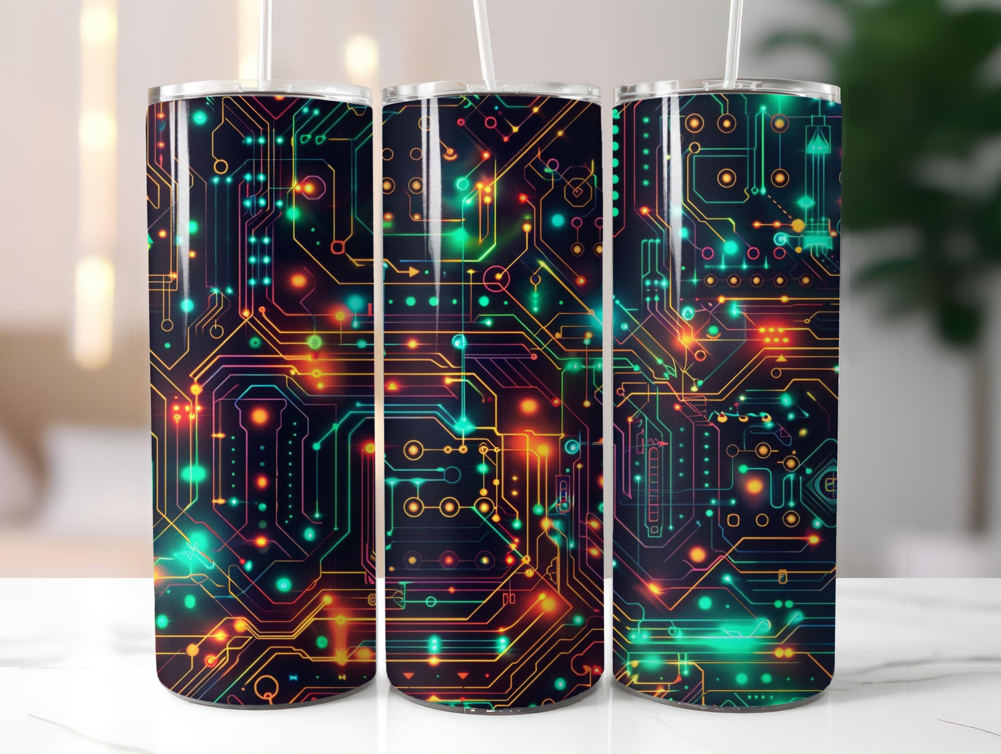 Neon Tech Circuit Tumbler Wrap - CraftNest - Digital Crafting and Art