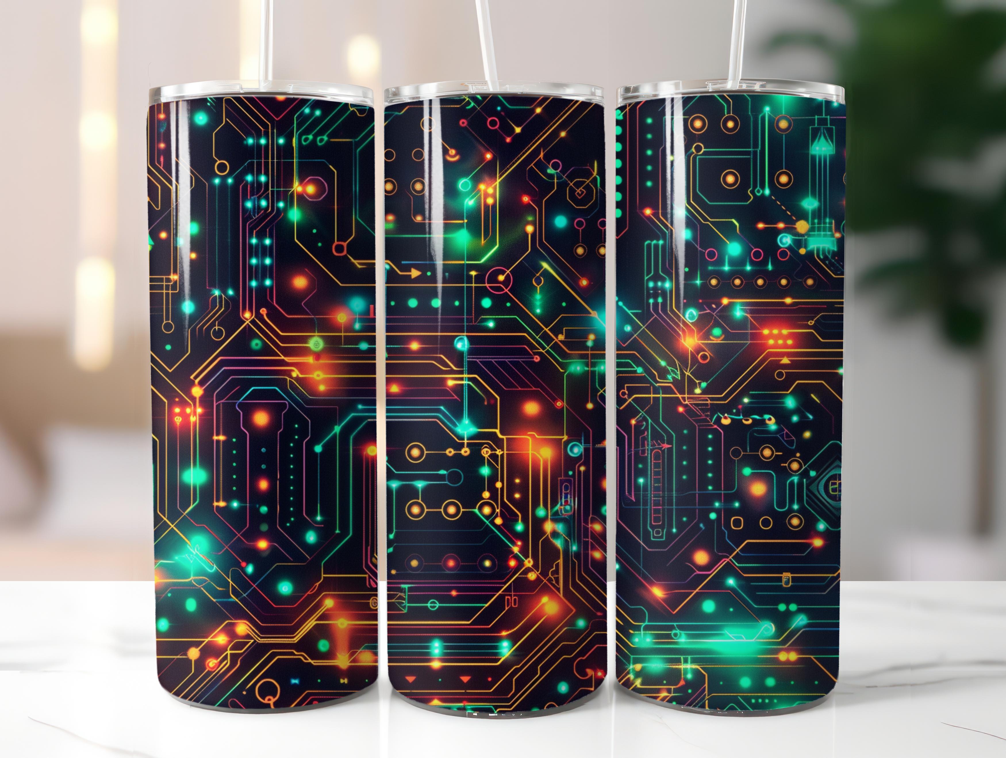 Neon Tech Circuit Tumbler Wrap - CraftNest - Digital Crafting and Art