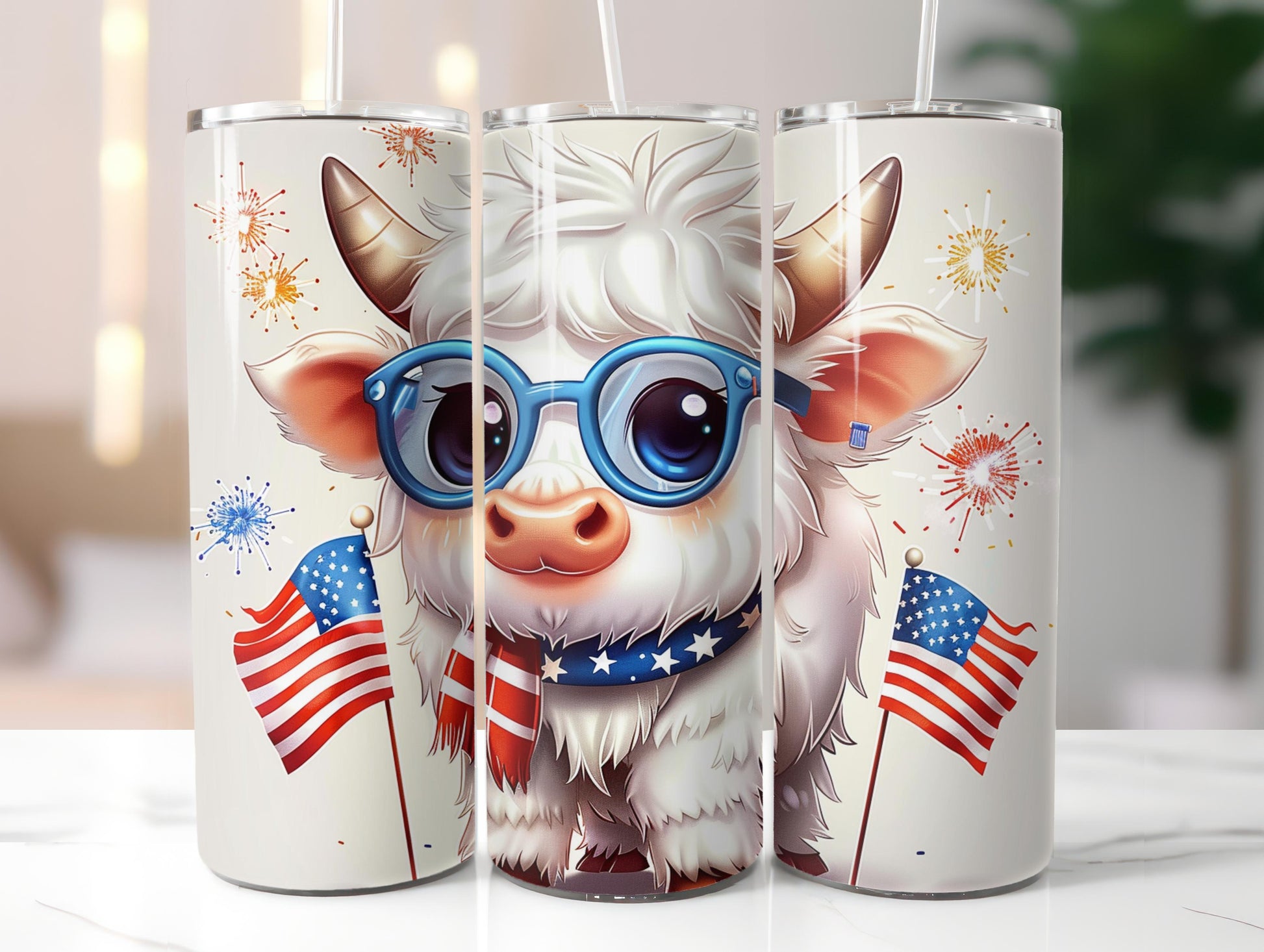 Patriotic Cute Cow Tumbler Wrap - CraftNest - Digital Crafting and Art