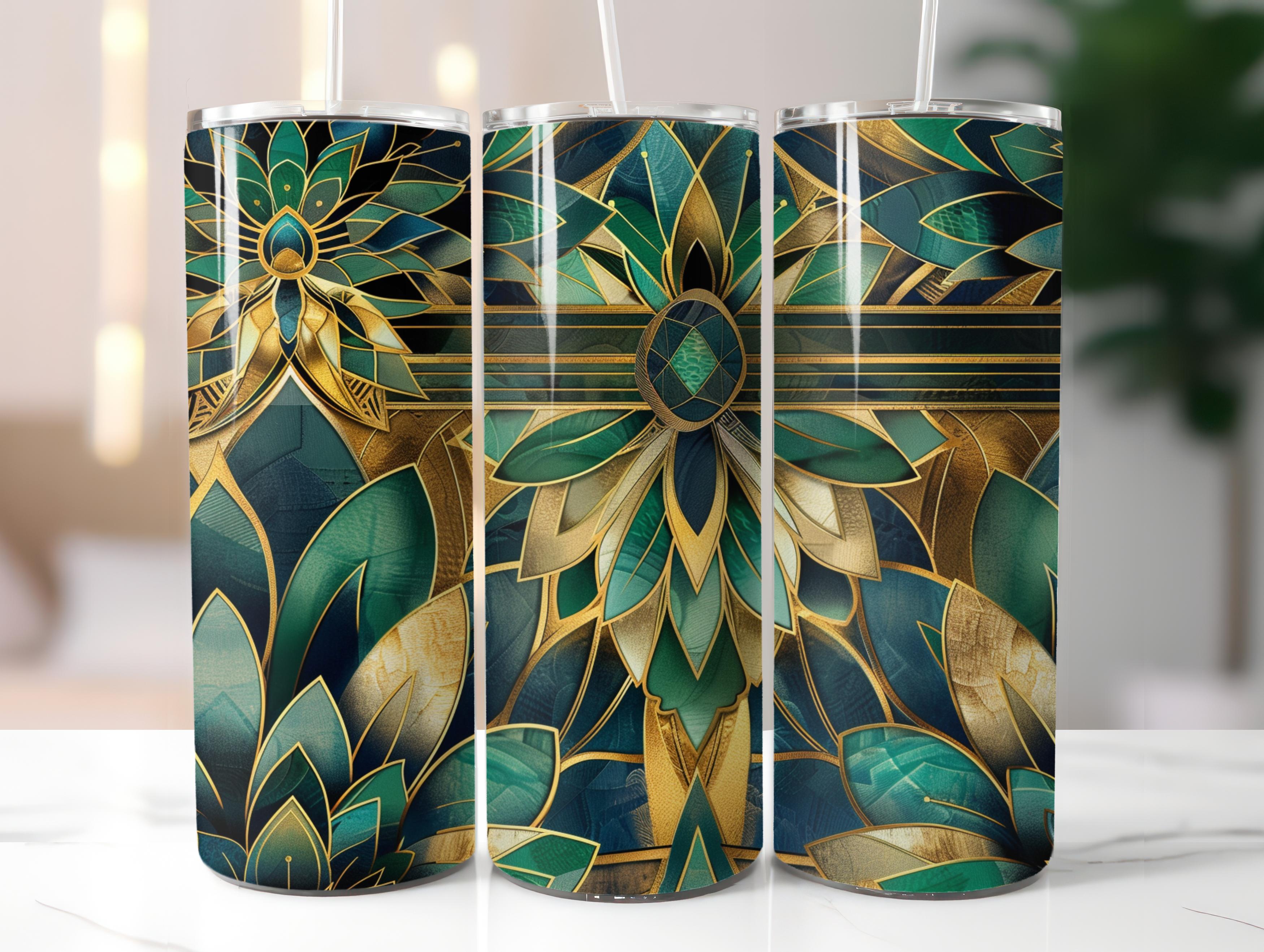 Art Deco Floral Tumbler Wrap - CraftNest - Digital Crafting and Art
