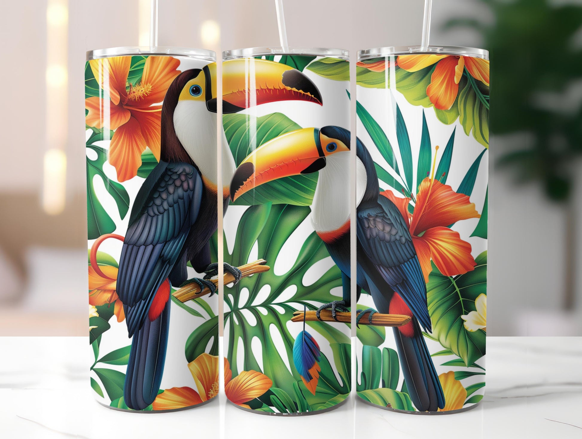 Tropical Toucan Paradise Tumbler Wrap - CraftNest - Digital Crafting and Art