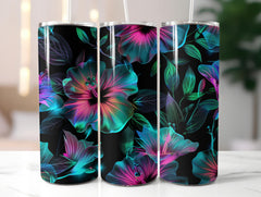 Neon Glowing Hibiscus Tumbler Wrap - CraftNest - Digital Crafting and Art
