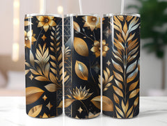 Golden Art Deco Floral Tumbler Wrap - CraftNest - Digital Crafting and Art