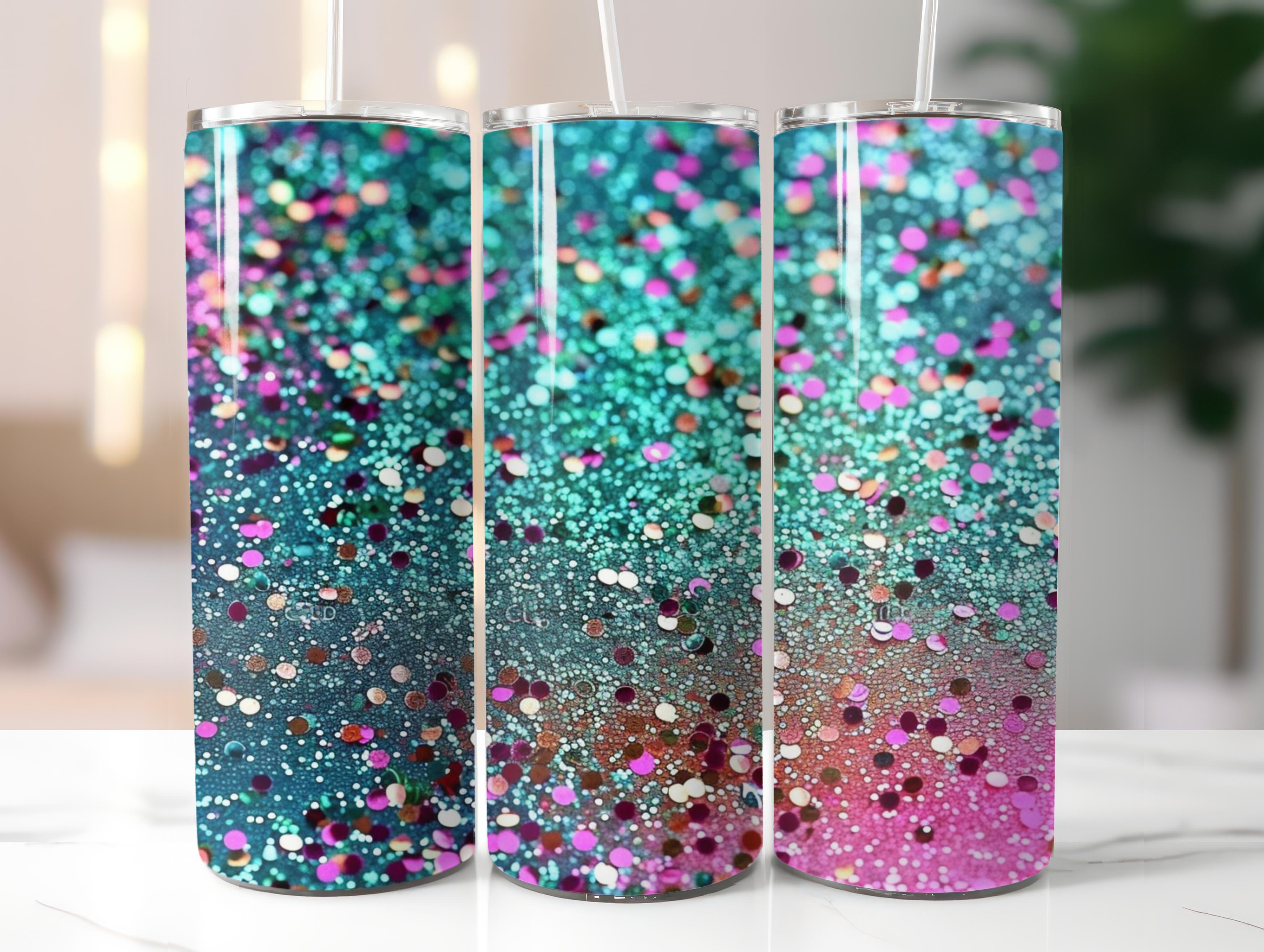 Neon Pink and Turquoise Glitter Tumbler - CraftNest - Digital Crafting and Art