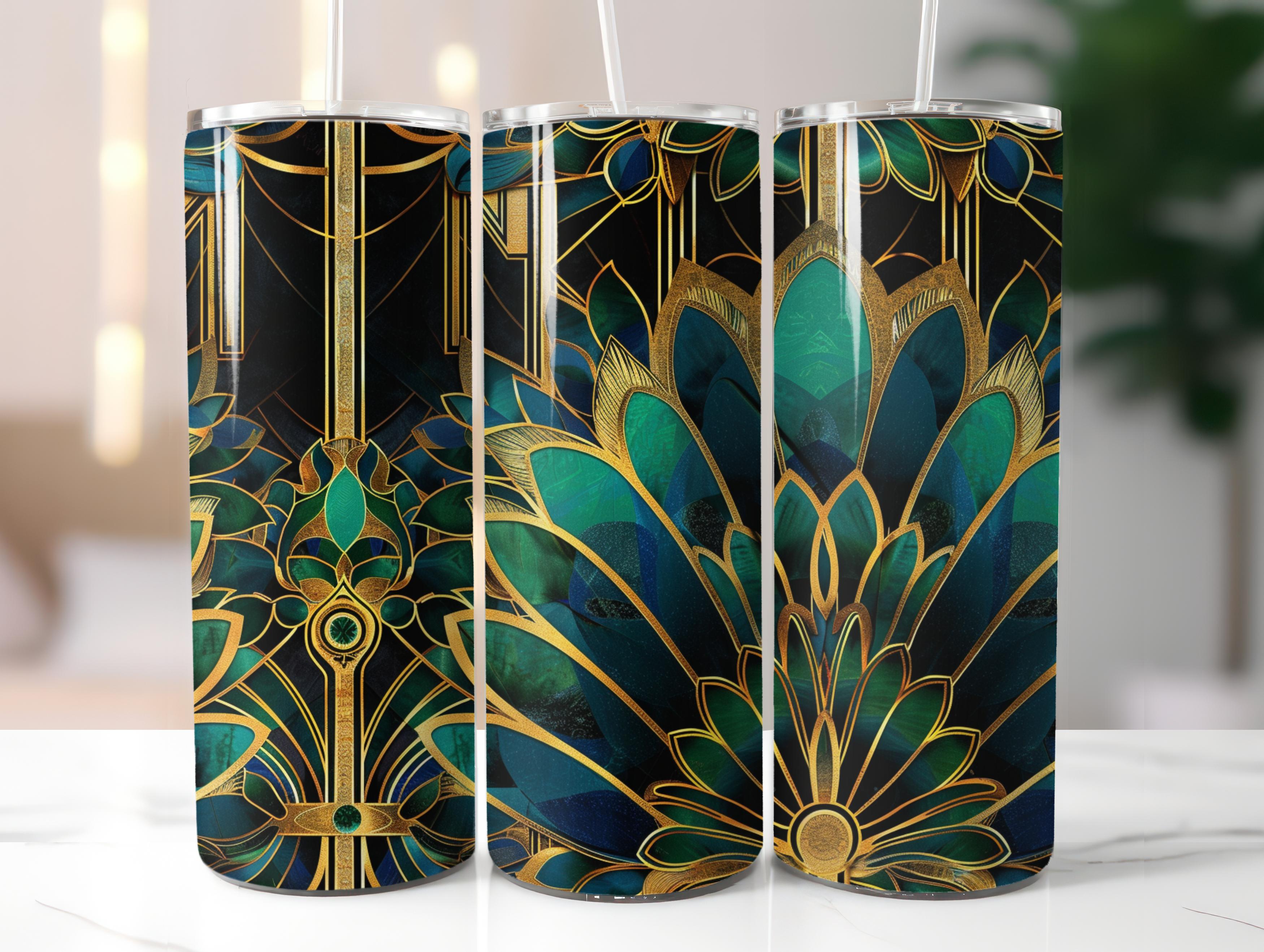Art Deco Floral Tumbler Wrap - CraftNest - Digital Crafting and Art