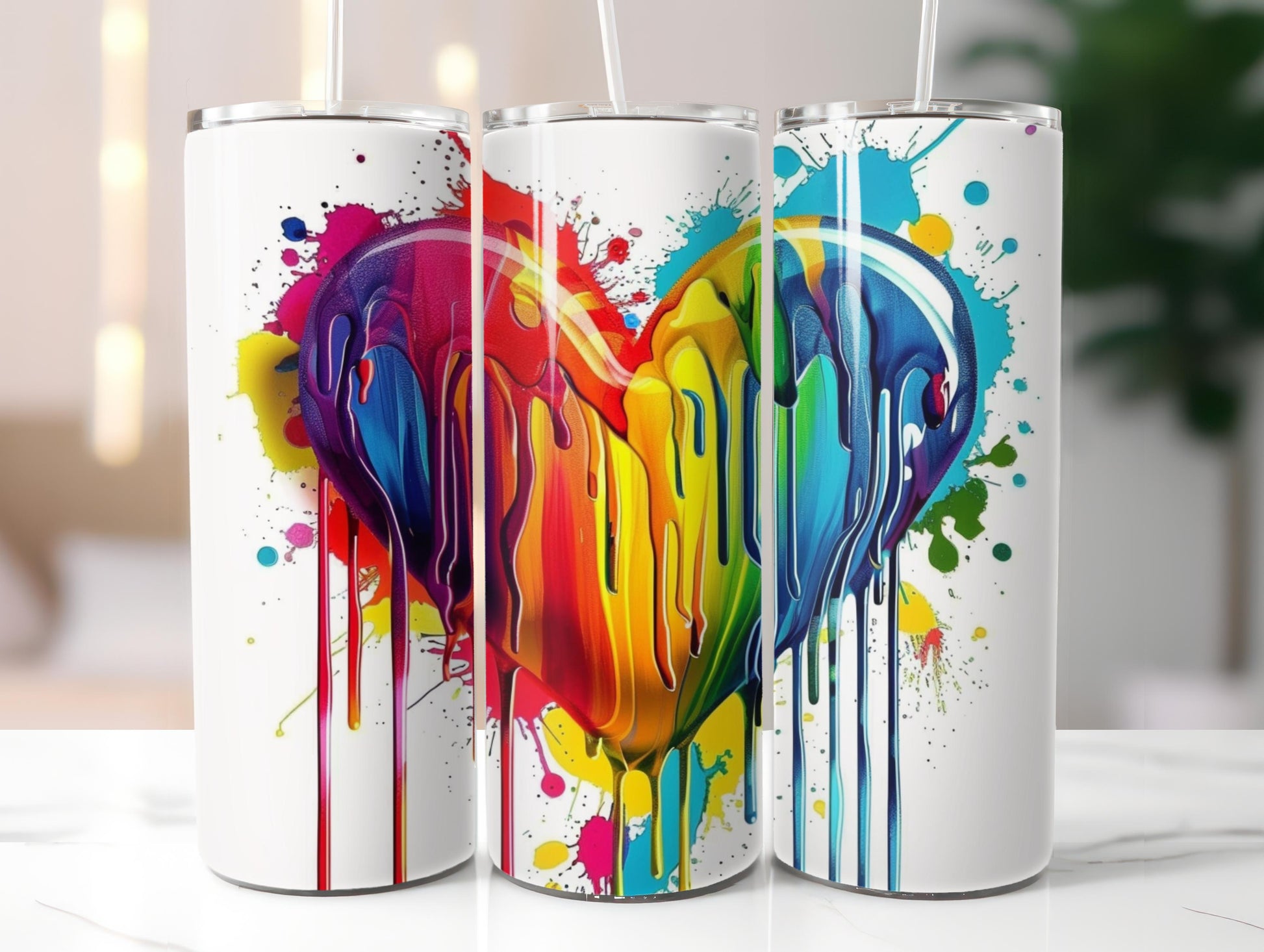 Dripping Rainbow Heart Tumbler Wrap - CraftNest - Digital Crafting and Art