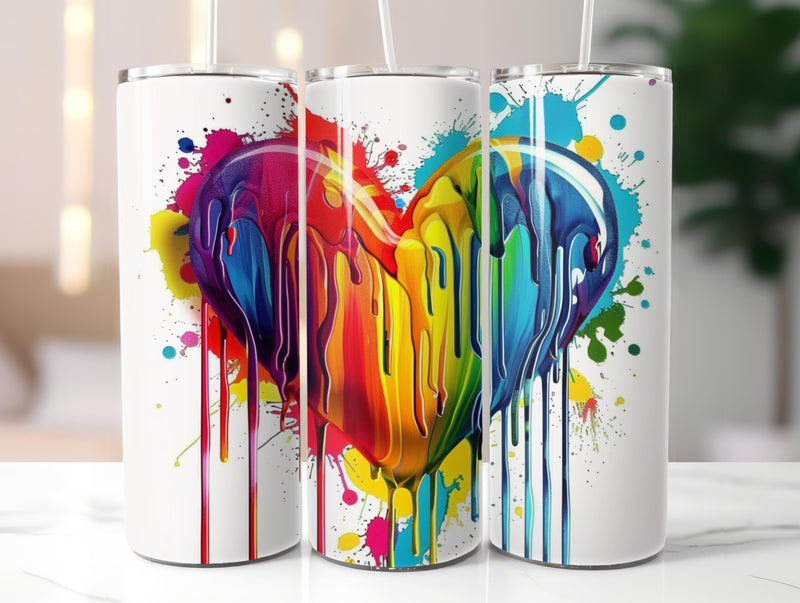 Dripping Rainbow Heart Tumbler Wrap - CraftNest - Digital Crafting and Art