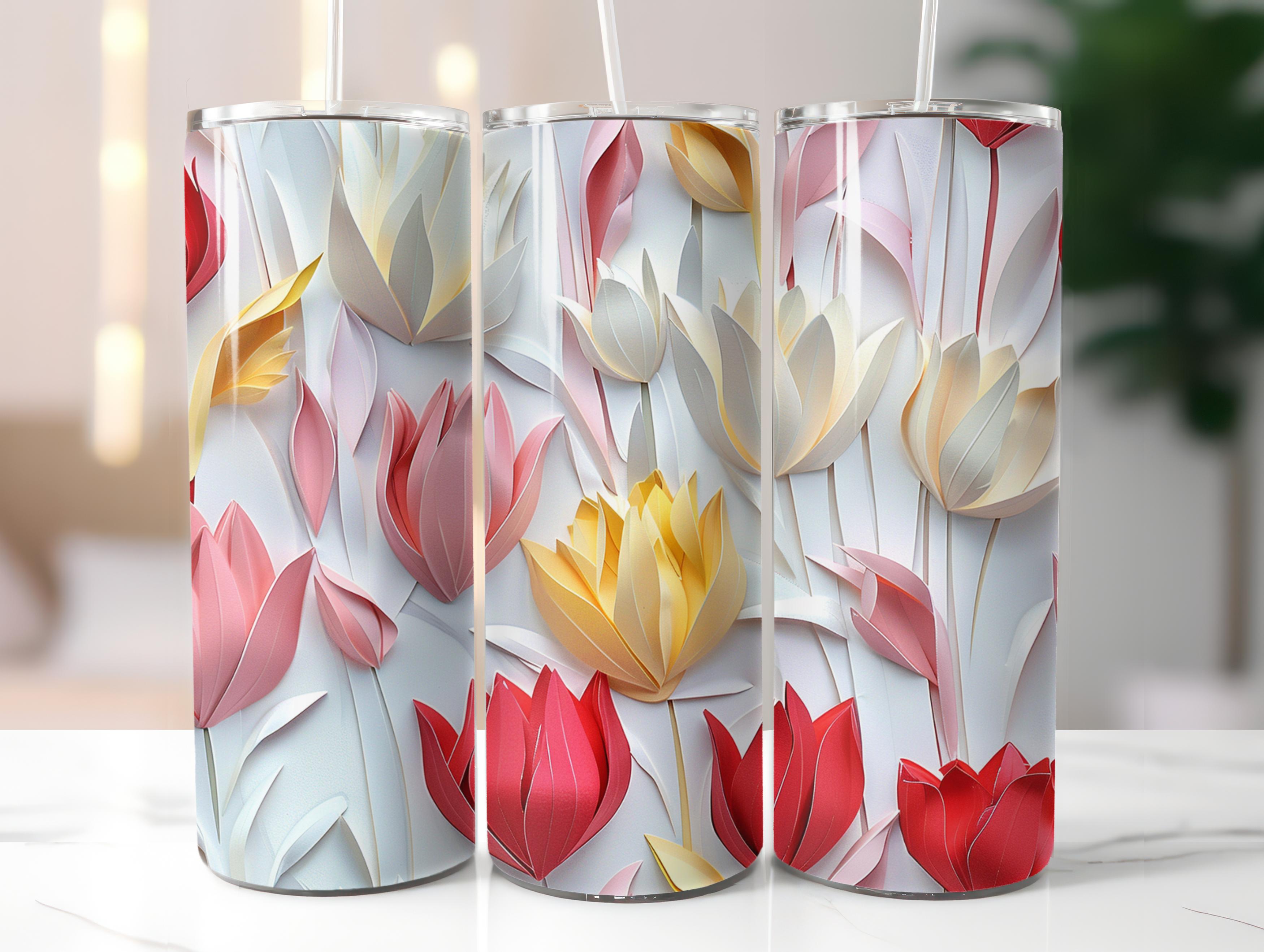Paper Style Tulips Tumbler Wrap - CraftNest - Digital Crafting and Art