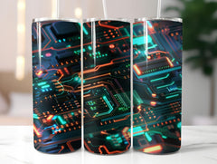 Neon Tech Circuit Tumbler Wrap - CraftNest - Digital Crafting and Art