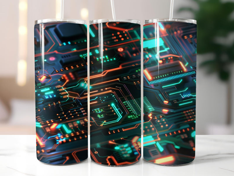 Neon Tech Circuit Tumbler Wrap - CraftNest - Digital Crafting and Art