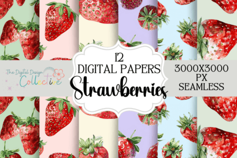 Strawberries Seamless Digital Paper - CraftNest - Digital Crafting and Art