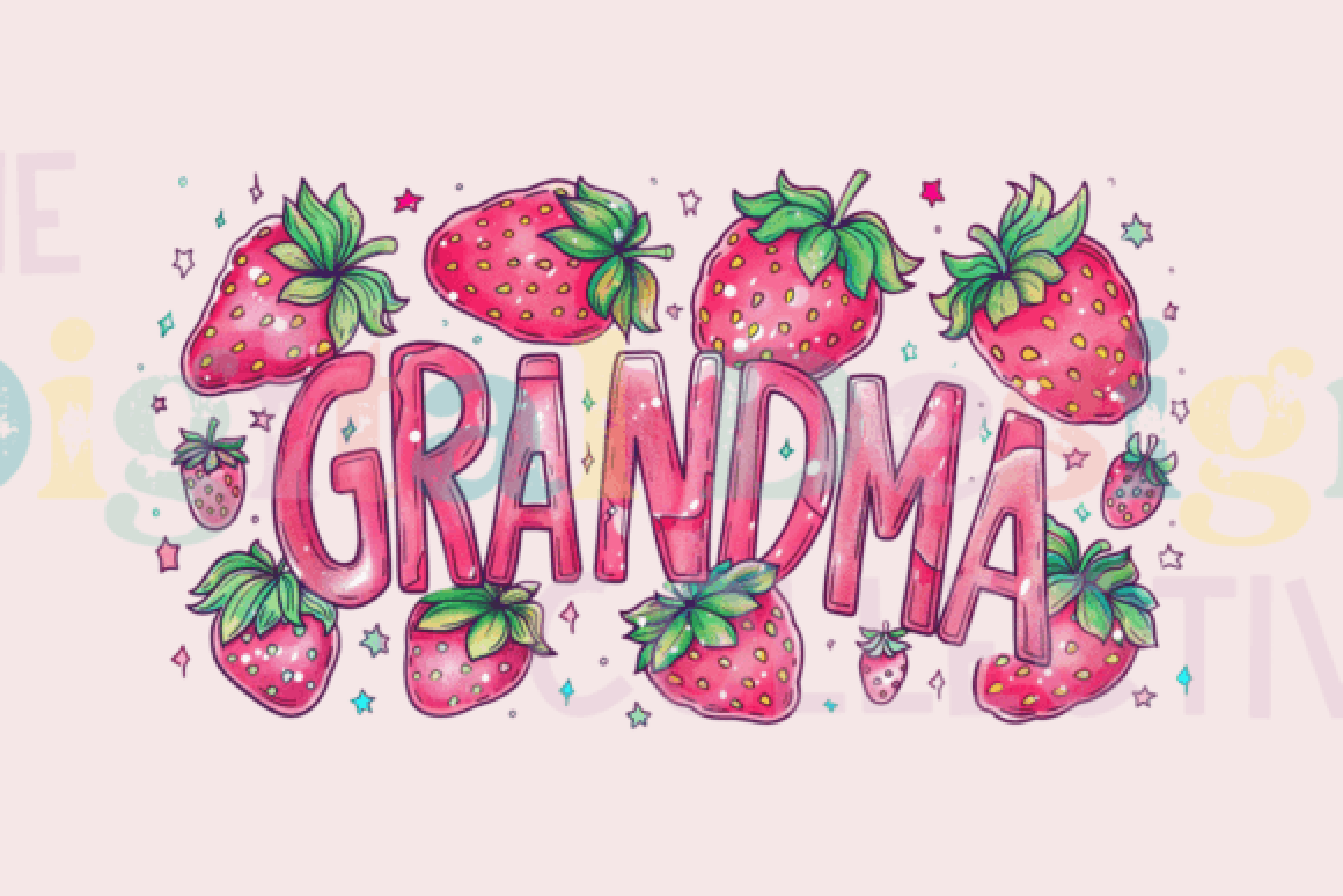 Vintage Strawberry Grandma Clipart Bundle