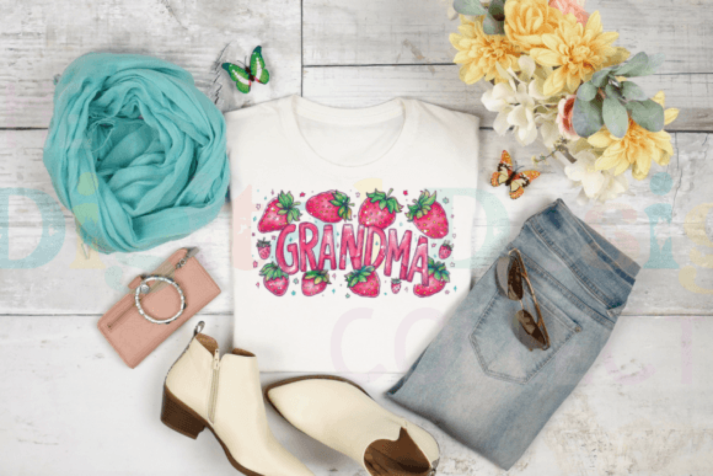 Vintage Strawberry Grandma Clipart Bundle