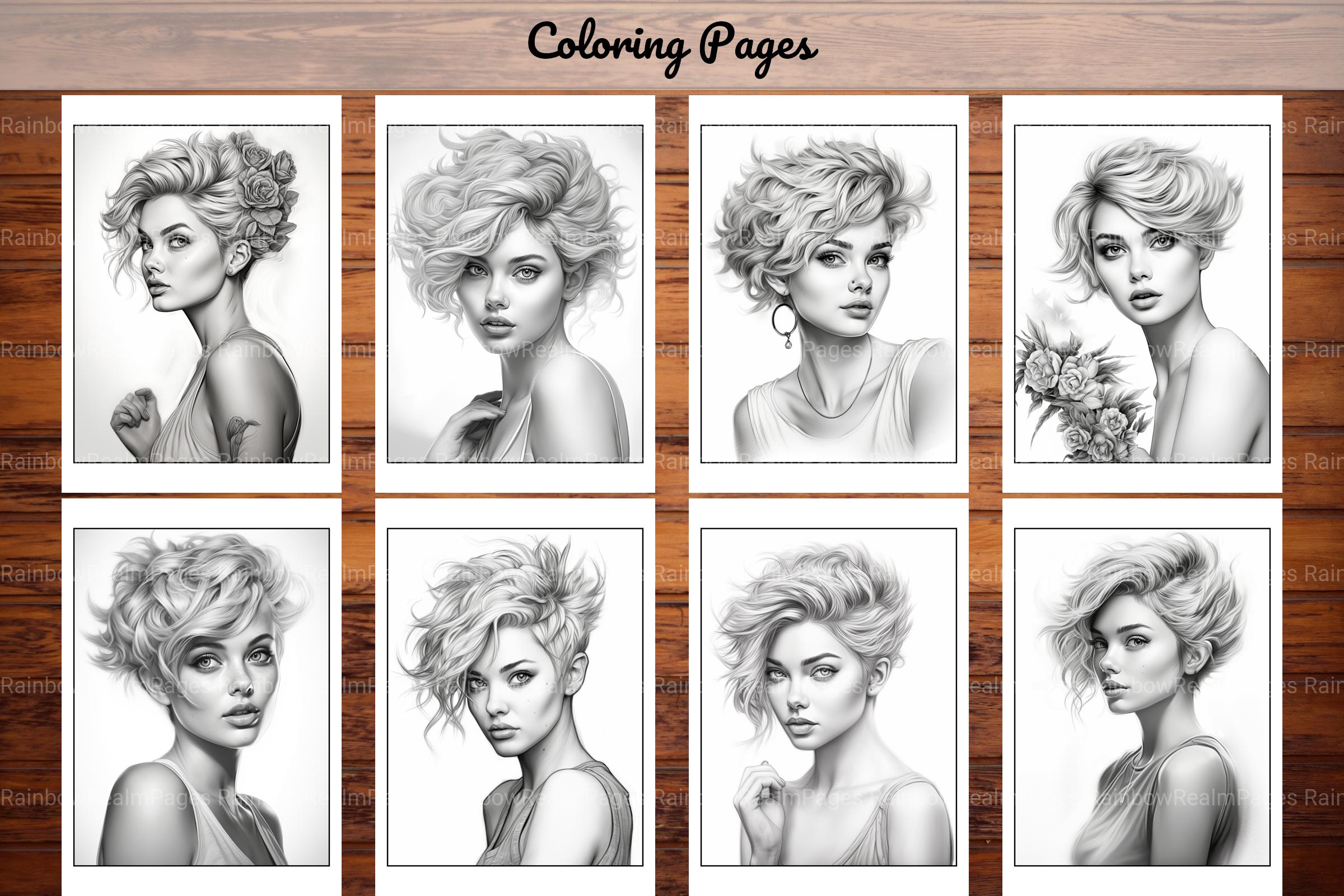 Hair Style Fashion Coloring Book