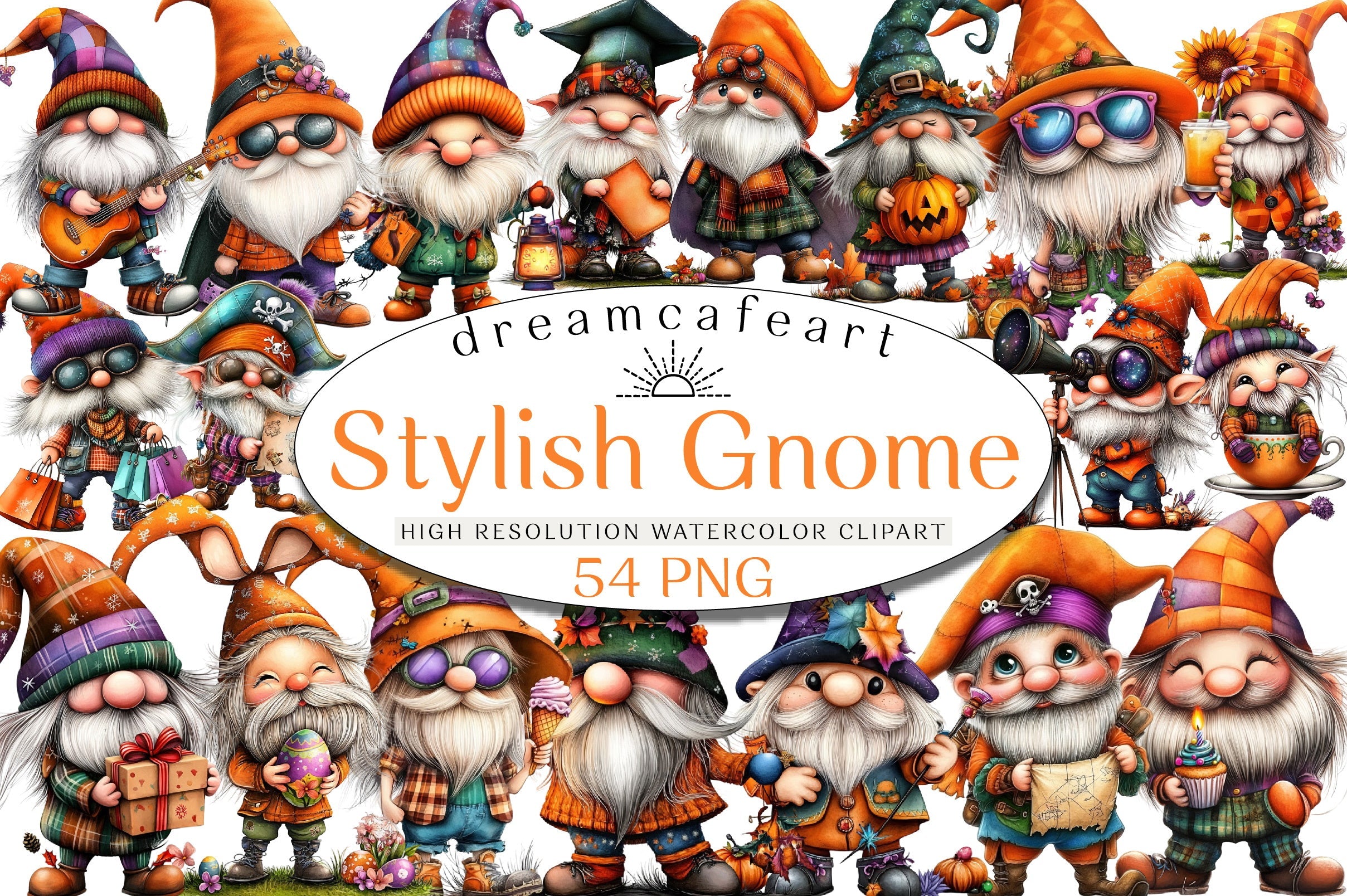 Stylish Gnome Clipart Bundle