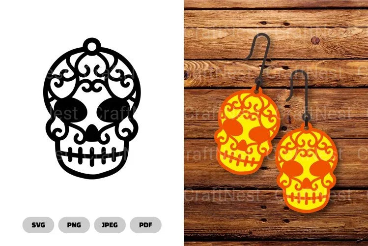 Sugar Skull Earring SVG Bundle - CraftNest - Digital Crafting and Art