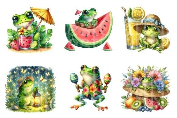 Summer Frogs Clipart Bundle - CraftNest - Digital Crafting and Art