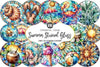 Summer Stained Glass Clipart Bundle