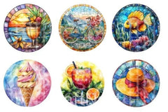 Summer Stained Glass Clipart Bundle 15 - CraftNest - Digital Crafting and Art