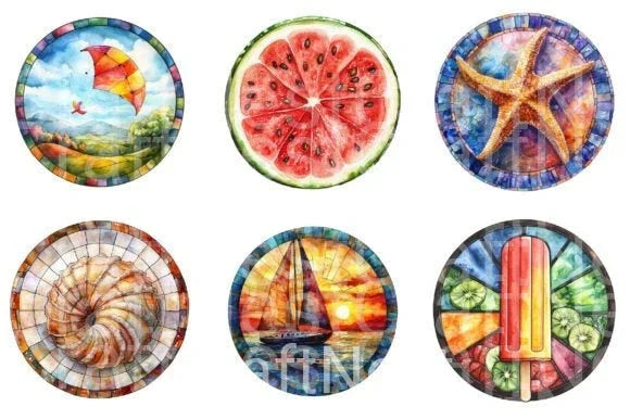 Summer Stained Glass Clipart Bundle 15 - CraftNest - Digital Crafting and Art