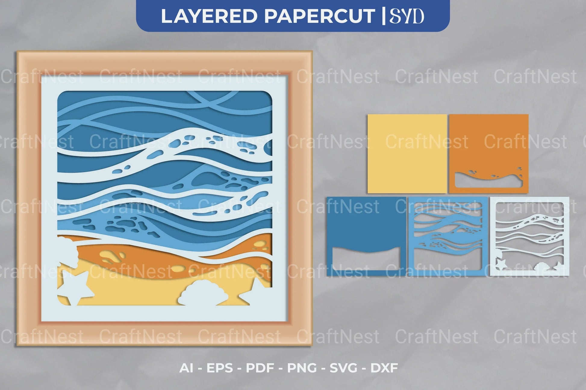 Summer Beach 3D Shadow Box SVG Bundle - CraftNest - Digital Crafting and Art