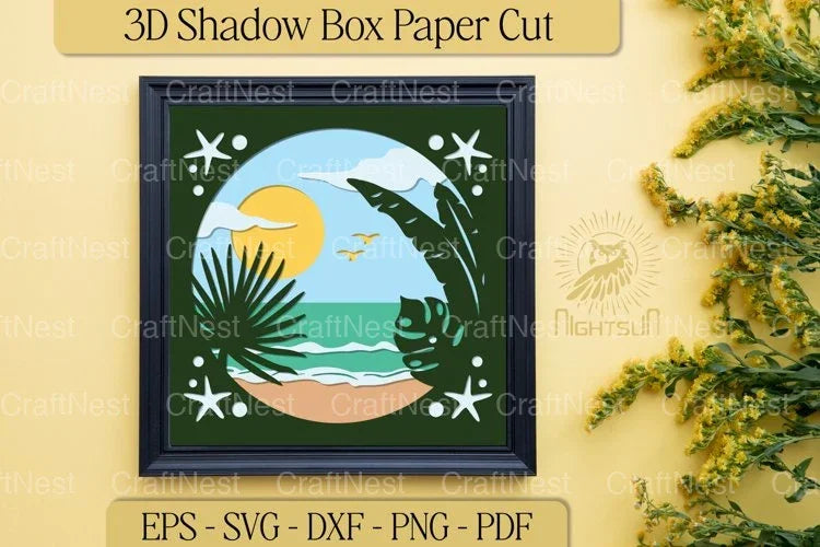 Summer Beach 3D Shadow Box Clipart Bundle - CraftNest - Digital Crafting and Art