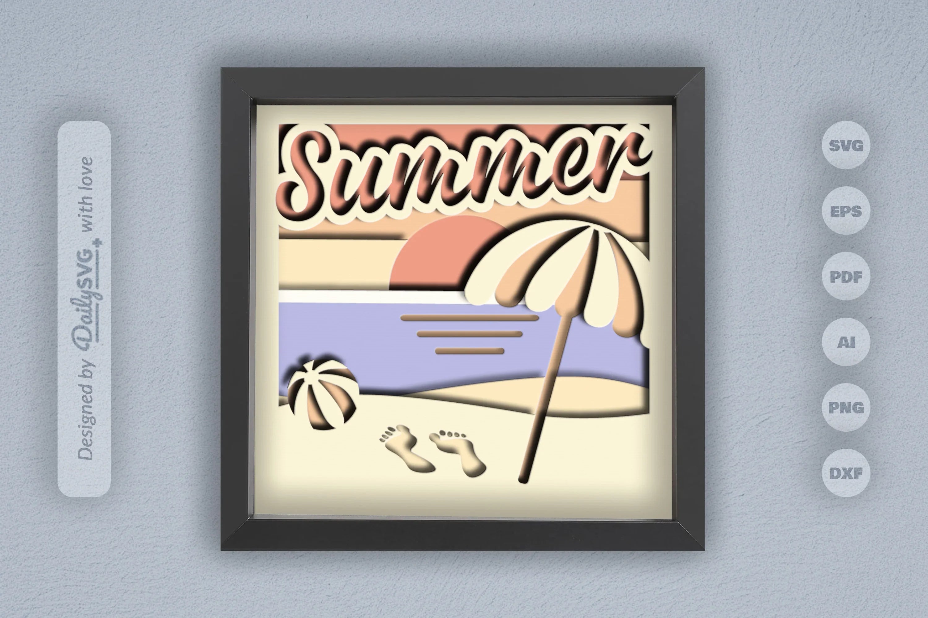 Summer Beach Shadow Box Template SVG Bundle - CraftNest - Digital Crafting and Art