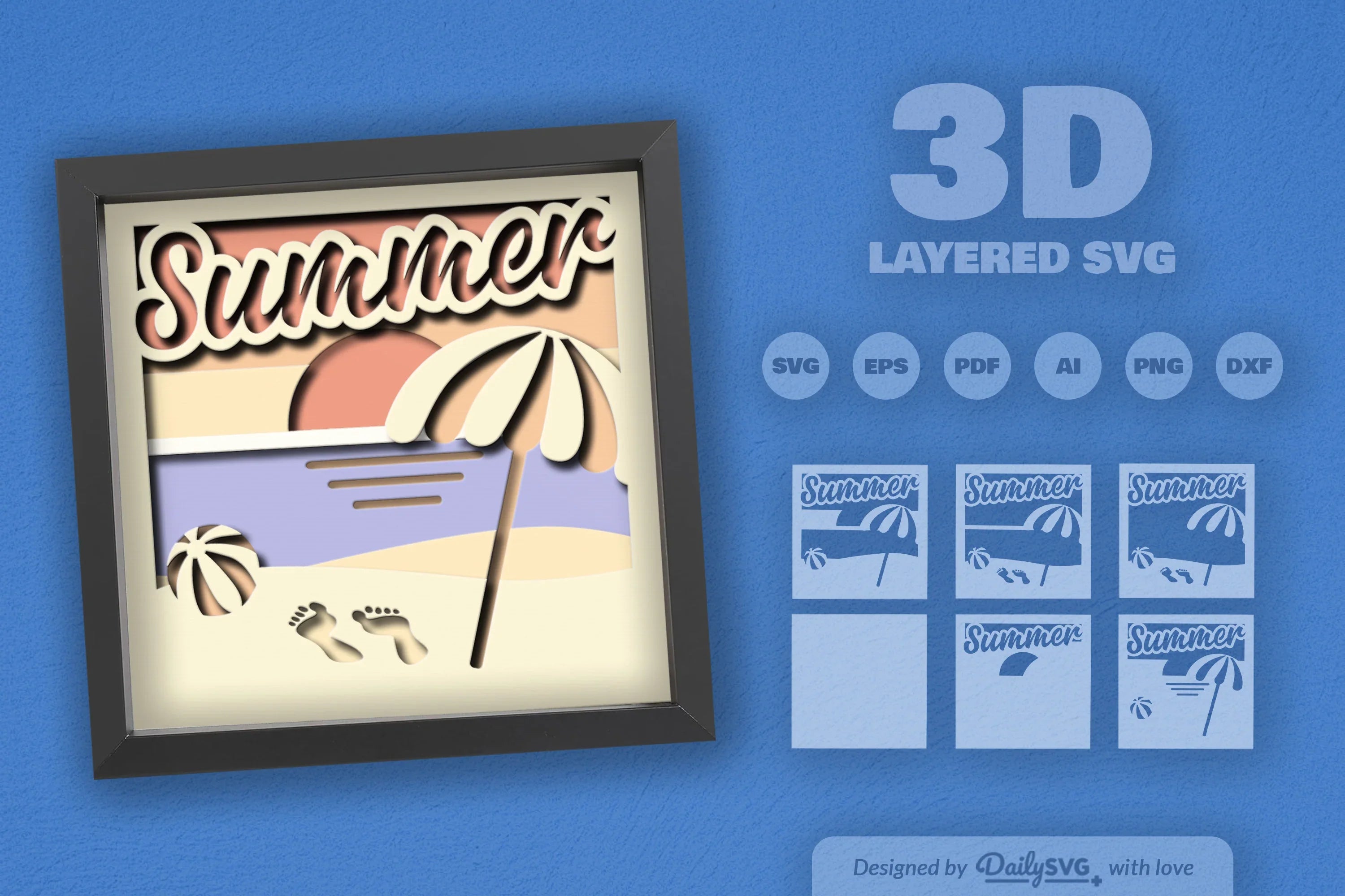Summer Beach Shadow Box Template SVG Bundle - CraftNest - Digital Crafting and Art