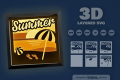 Summer Beach Shadow Box Template SVG Bundle - CraftNest - Digital Crafting and Art
