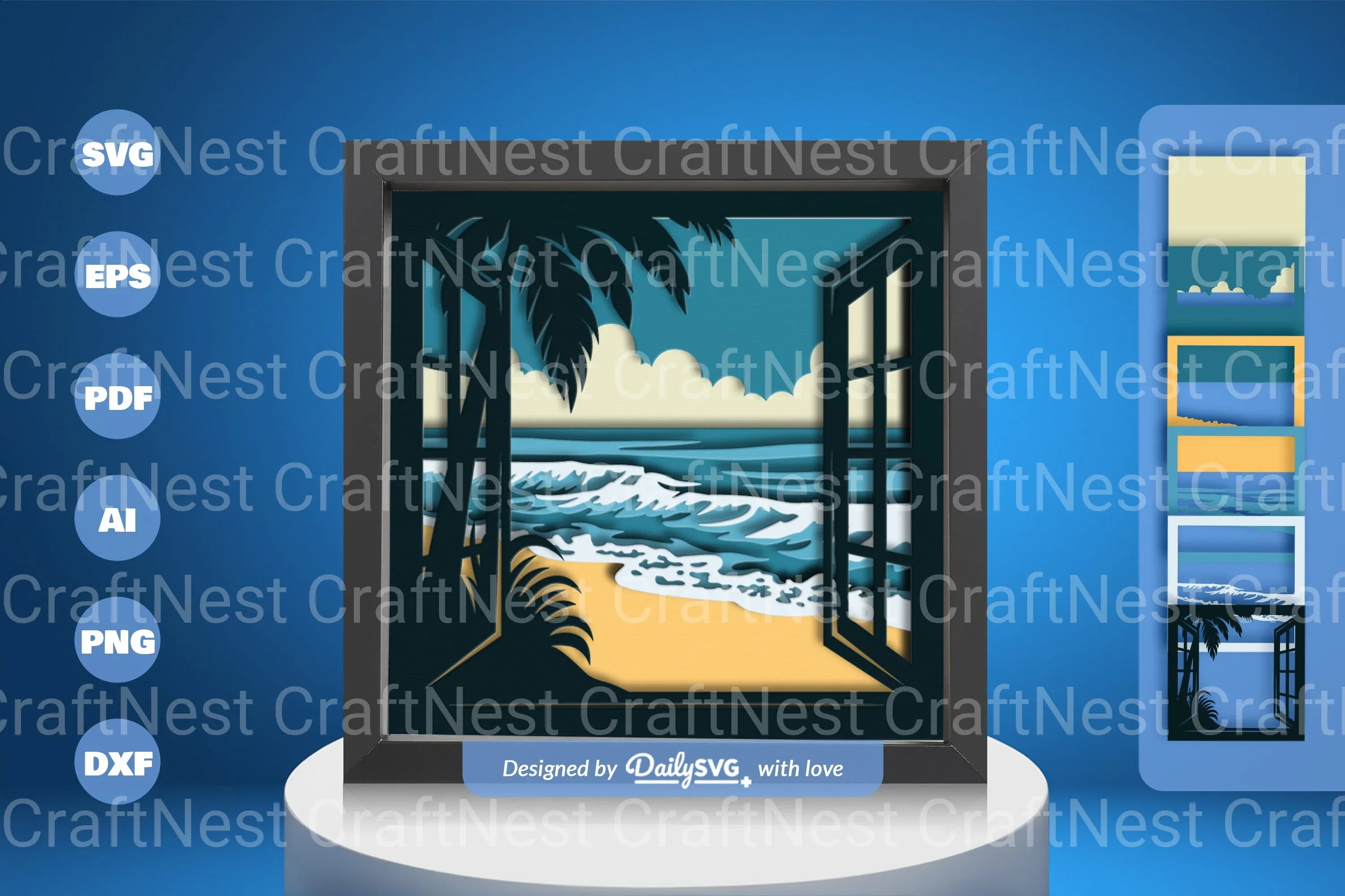 Summer Beach Window Papercut SVG Bundle