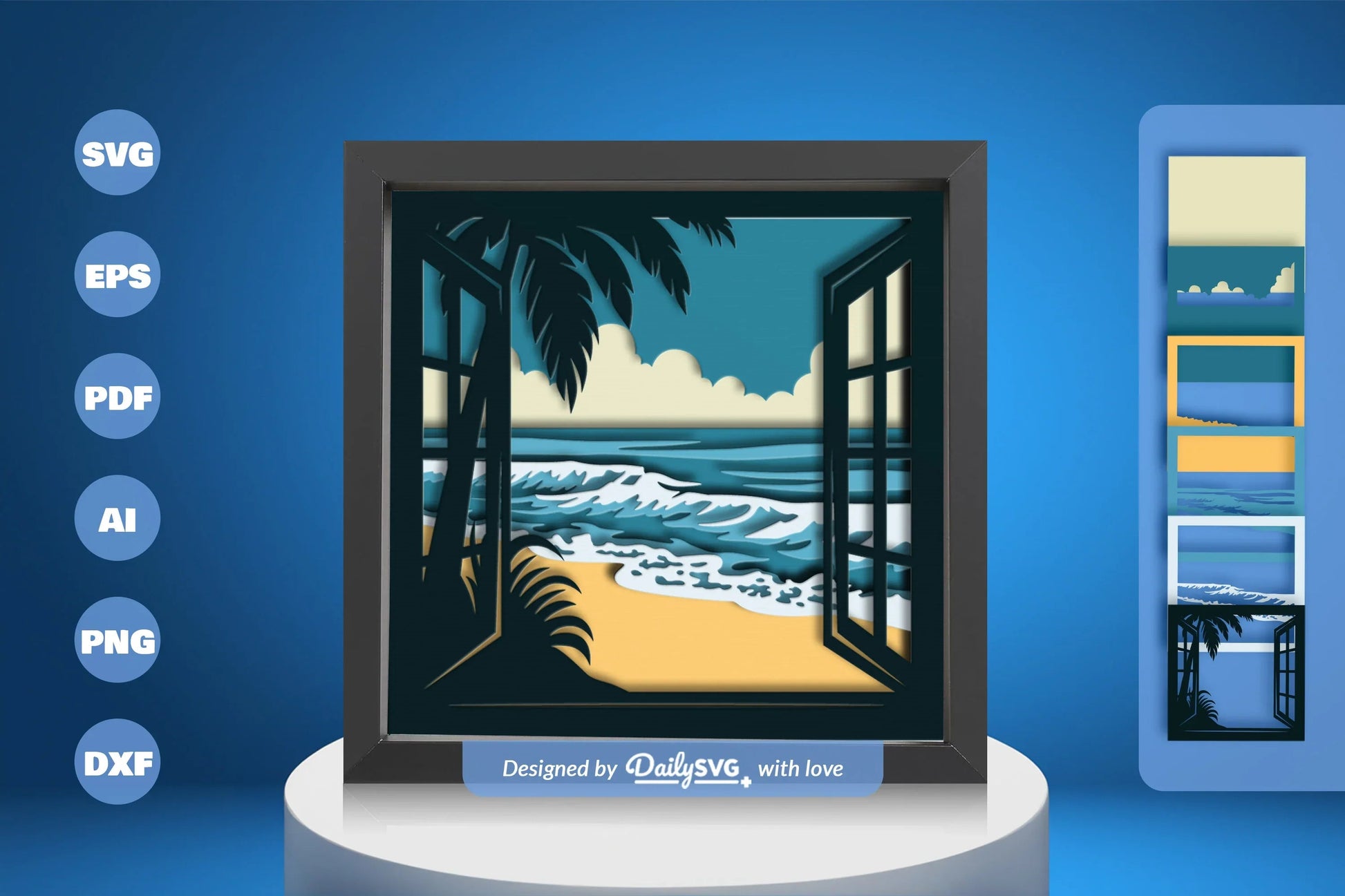 Summer Beach Window Papercut SVG Bundle - CraftNest - Digital Crafting and Art
