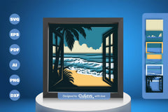 Summer Beach Window Papercut SVG Bundle - CraftNest - Digital Crafting and Art