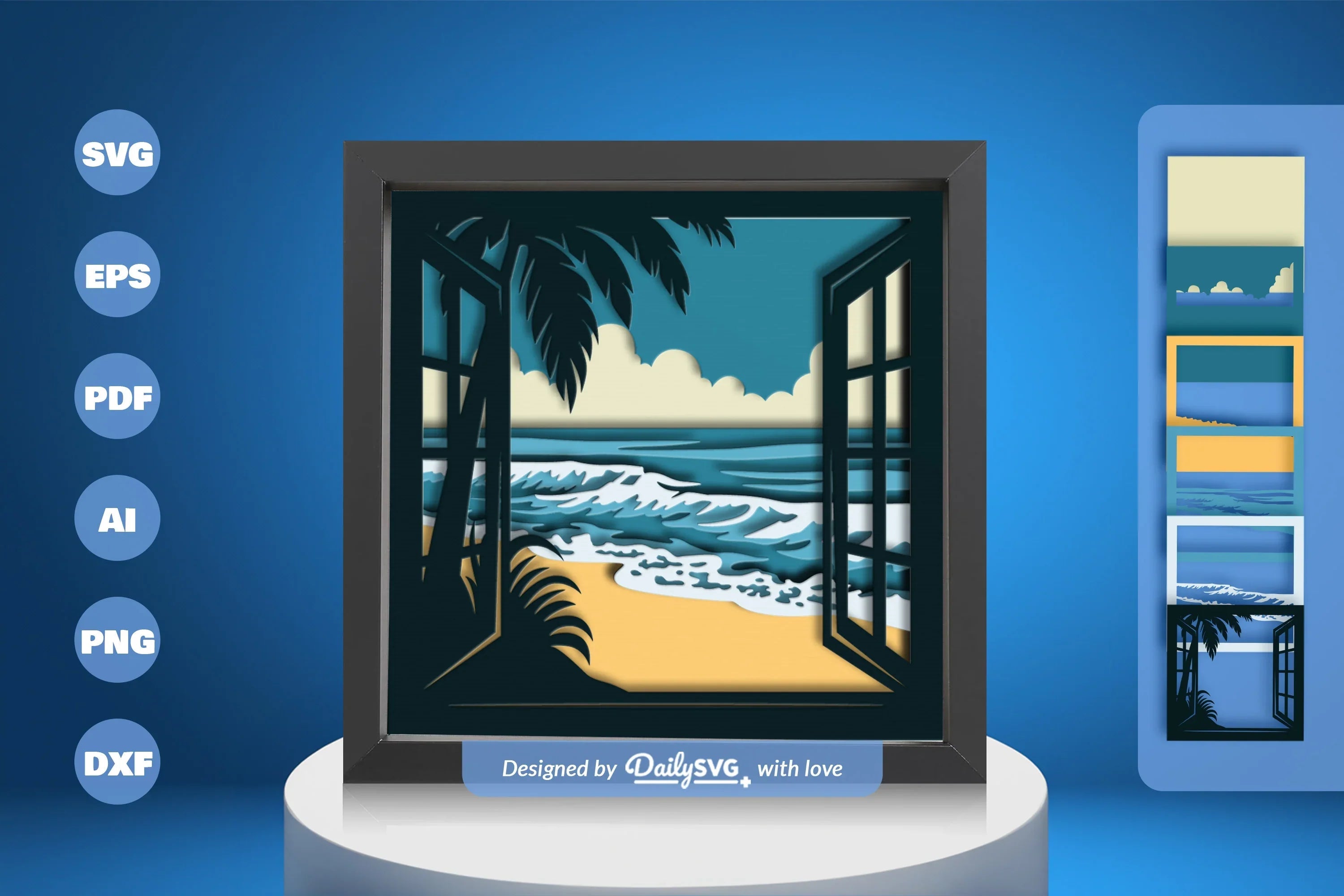Summer Beach Window Papercut SVG Bundle - CraftNest - Digital Crafting and Art