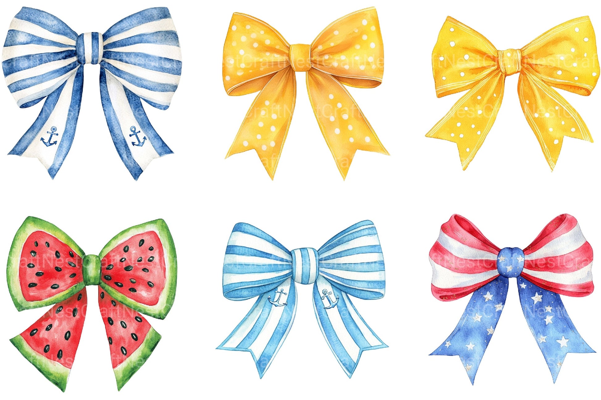 Summer Bow Clipart Bundle 1 - CraftNest - Digital Crafting and Art