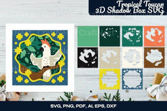 Summer Cockatoos 3D Shadow Box SVG Bundle - CraftNest - Digital Crafting and Art