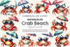 Summer Crab Beach Clipart Bundle