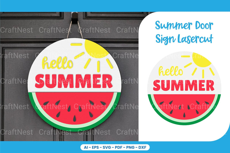 Summer Door Sign Lasercut SVG Bundle - CraftNest - Digital Crafting and Art