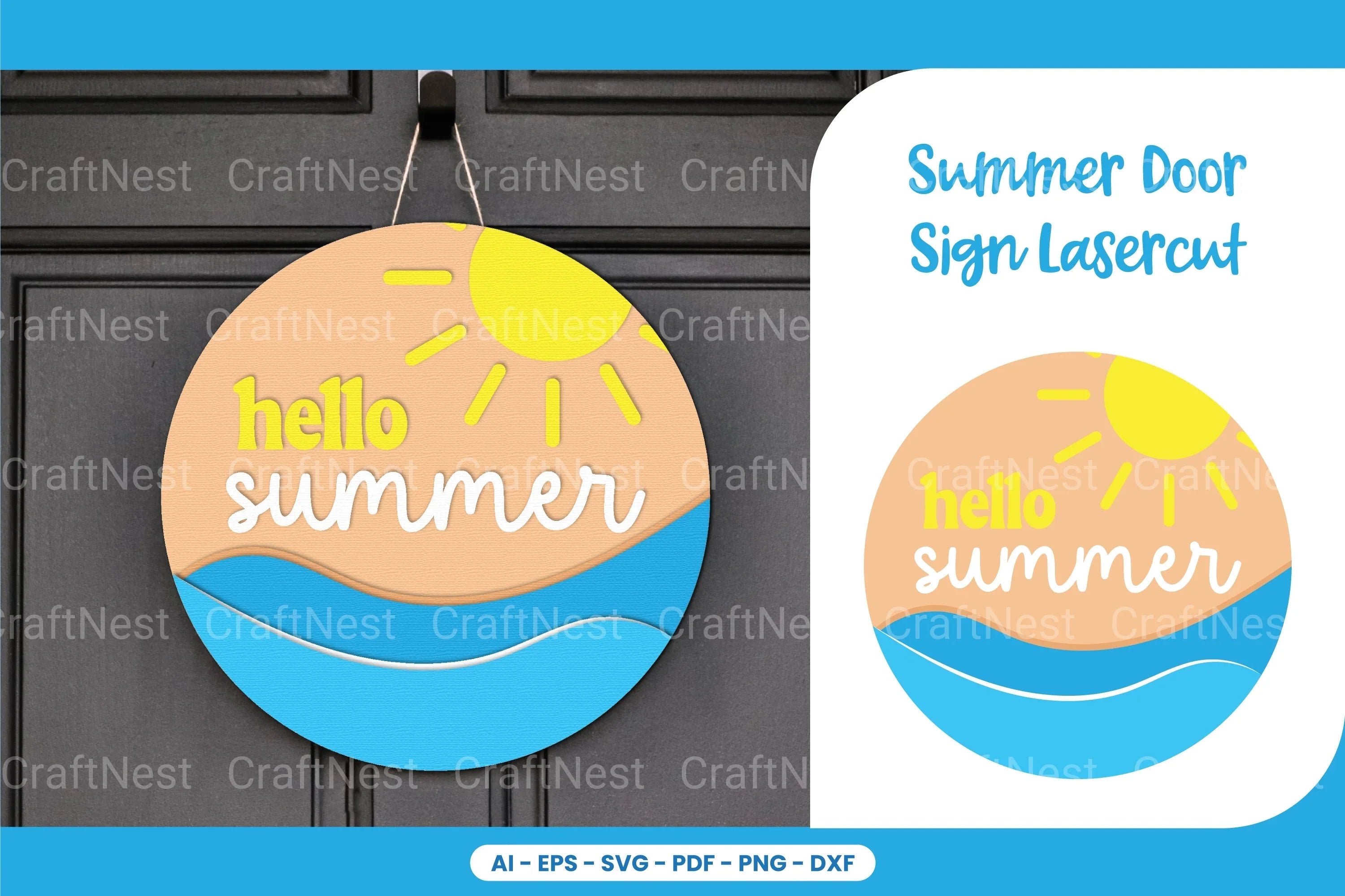 Summer Door Sign Lasercut SVG Bundle - CraftNest - Digital Crafting and Art