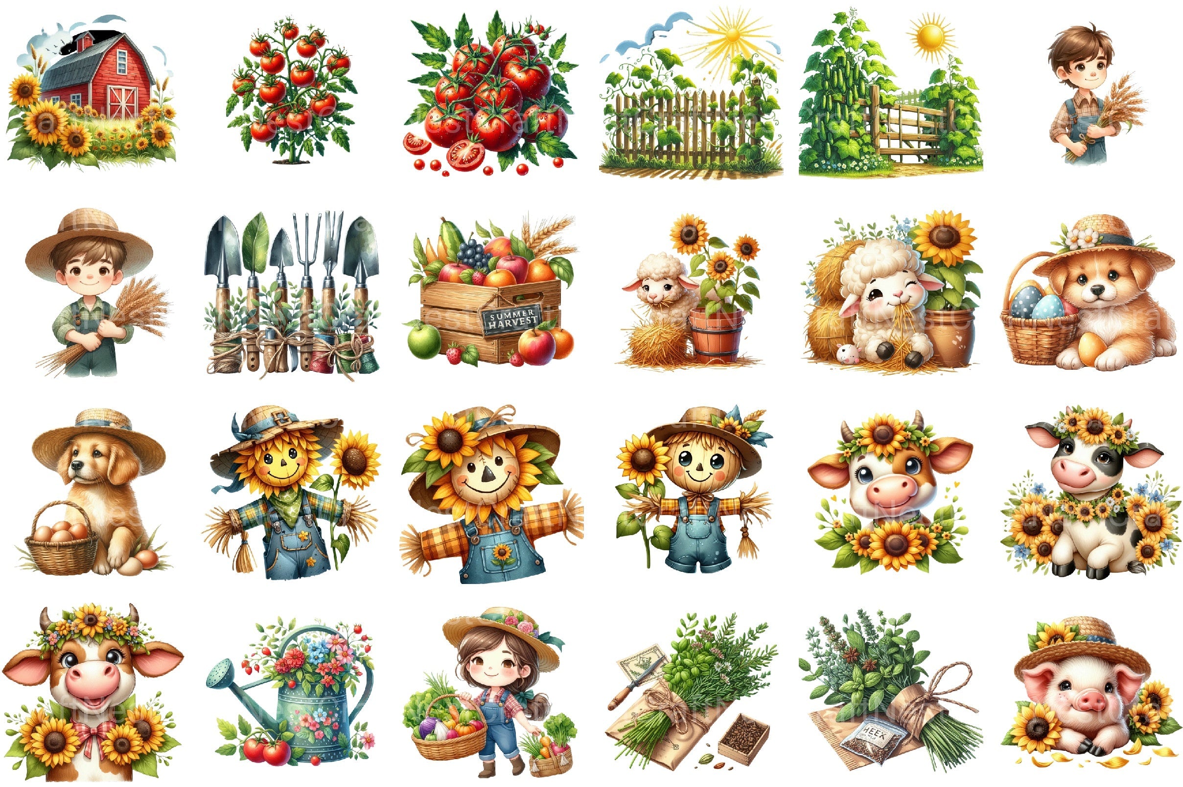 Summer Farming Time Clipart Bundle