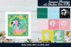 Summer Flamingo 3D Shadow Box SVG Bundle - CraftNest - Digital Crafting and Art